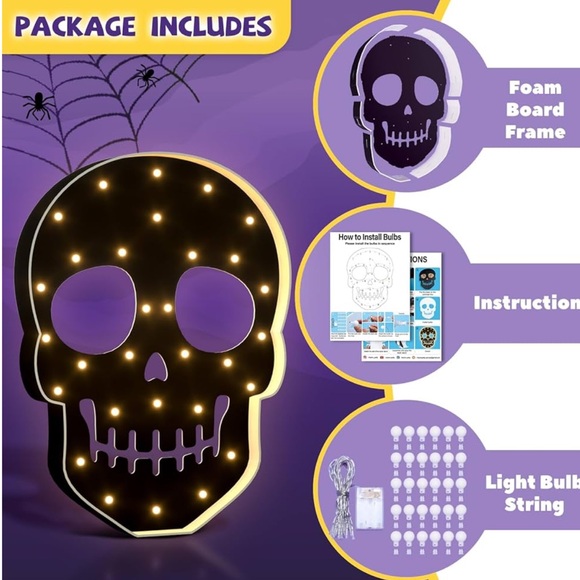 🎃*NWT* 2.5FT Light Up Skull Halloween Decor - Picture 4 of 6